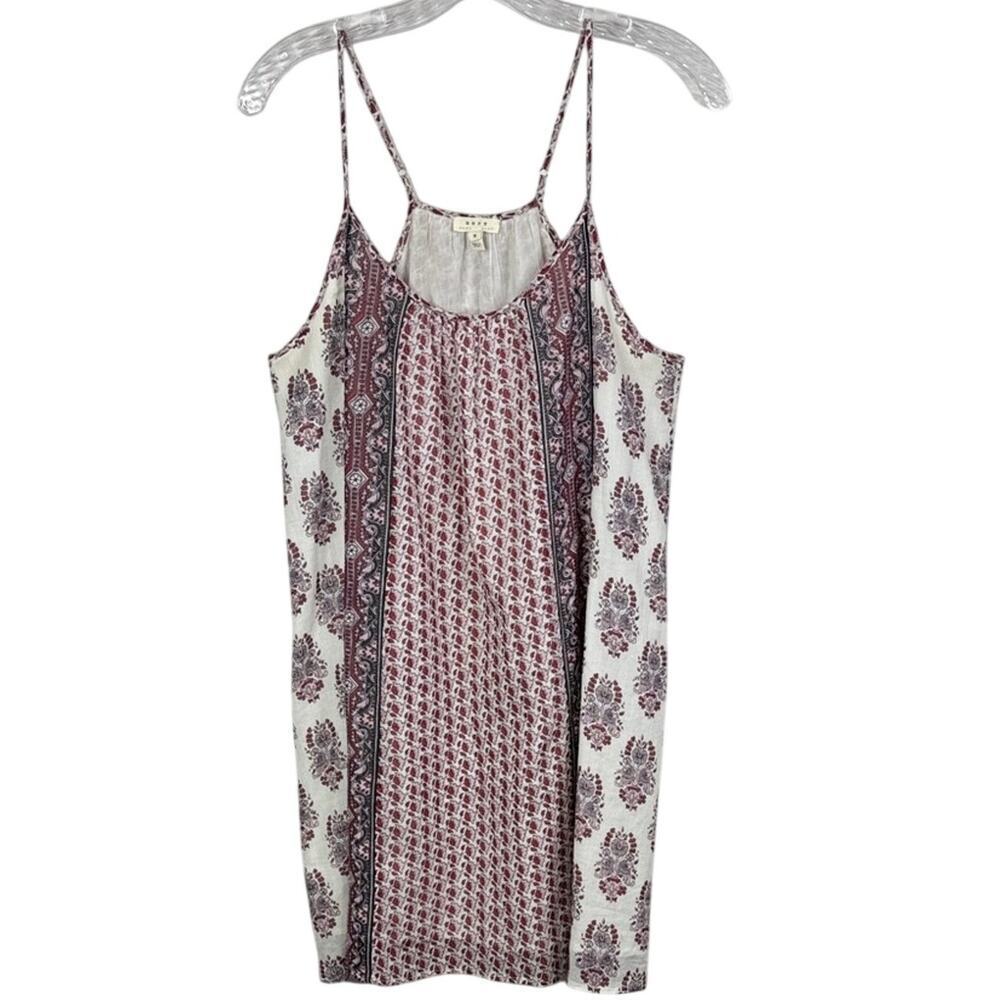 Soft Joie Jorrell B Floral Geometric Mini Dress S Burgundy Pink Cotton Shift